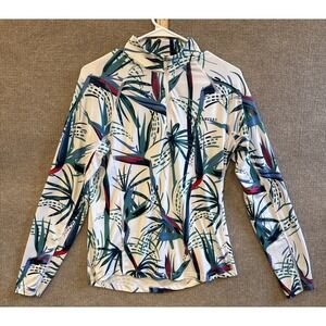 PUMA Activewear Shirt Women S Multi Leaf Print Golf UPF 50+ Long Sleeve 1/4 Zip